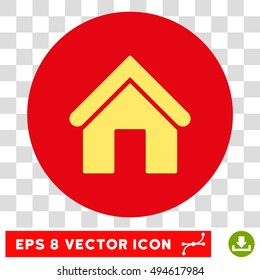 Home round icon. Vector EPS illustration style is flat iconic bicolor symbol, yellow and intensive red colors, transparent background.