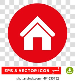 Home round icon. Vector EPS illustration style is flat iconic bicolor symbol, white and intensive red colors, transparent background.