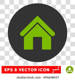 Home round icon. Vector EPS illustration style is flat iconic bicolor symbol, eco green and gray colors, transparent background.