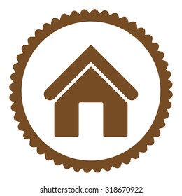 Home round stamp icon. This flat vector symbol is drawn with brown color on a white background.