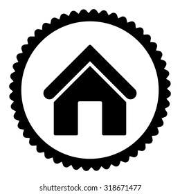 Home round stamp icon. This flat vector symbol is drawn with black color on a white background.