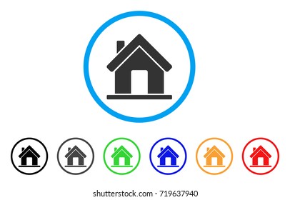Home rounded icon. Style is a flat home grey symbol inside light blue circle with black, gray, green, blue, red, orange versions. Vector designed for web and software interfaces.