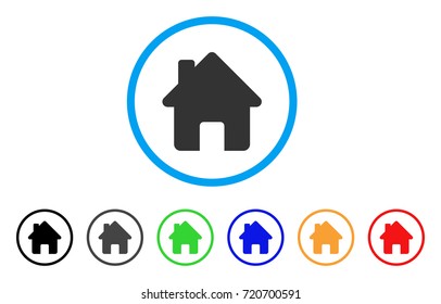 Home rounded icon. Style is a flat home grey symbol inside light blue circle with black, gray, green, blue, red, orange versions. Vector designed for web and software interfaces.