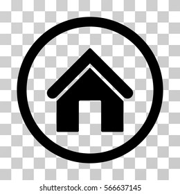 Home rounded icon. Vector illustration style is flat iconic symbol inside a circle, black color, transparent background. Designed for web and software interfaces.