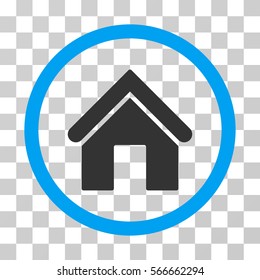 Home rounded icon. Vector illustration style is flat iconic bicolor symbol inside a circle, blue and gray colors, transparent background. Designed for web and software interfaces.