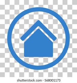 Home rounded icon. Vector illustration style is flat iconic symbol inside a circle, cobalt color, transparent background. Designed for web and software interfaces.