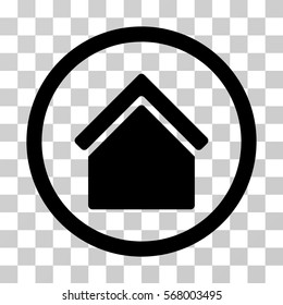 Home rounded icon. Vector illustration style is flat iconic symbol inside a circle, black color, transparent background. Designed for web and software interfaces.