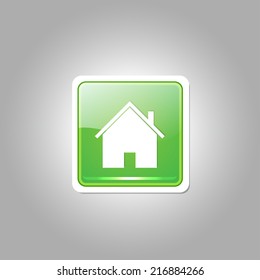 Home Rounded Rectangular Green Vector Web Button Icon