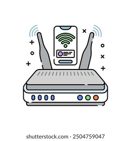 Home Router Filled Color Icon, Vector illustration