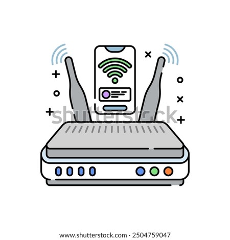 Home Router Filled Color Icon, Vector illustration