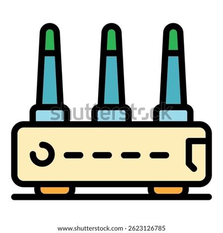Home router icon. Outline home router vector icon color flat isolated