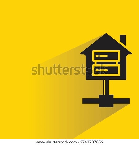 home router icon with shadow on yellow background