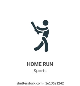 Home Run Glyph Icon Vector On White Background. Flat Vector Home Run Icon Symbol Sign From Modern Sports Collection For Mobile Concept And Web Apps Design.