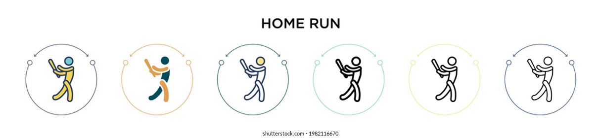 Home Run Icon In Filled, Thin Line, Outline And Stroke Style. Vector Illustration Of Two Colored And Black Home Run Vector Icons Designs Can Be Used For Mobile, Ui, Web