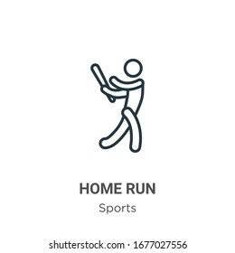 Home Run Outline Vector Icon. Thin Line Black Home Run Icon, Flat Vector Simple Element Illustration From Editable Sports Concept Isolated Stroke On White Background