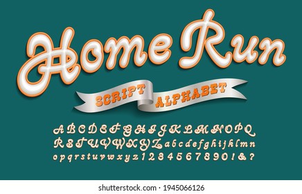 Home Run es un tipo de letra de script de estilo deportivo o colegiado. Este estilo de letras es adecuado para los logos de los equipos deportivos, ropa deportiva, caramelos, etc.