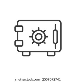 Home Safe, icon in line design. Home, safe, security, lock, protection, house, safe box on white background vector. Home Safe, icon in line design editable stroke icon