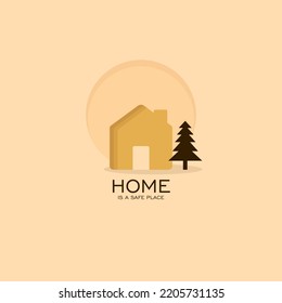 Home Is A Safe Place, Vector Illustration, Logo And Background