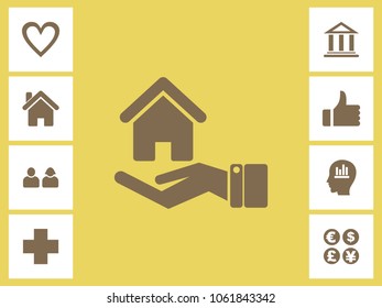 Home Safety or Protection Icon With Bonus Icons. Eps-10.