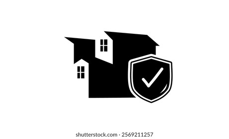 home safety symbol, black isolated silhouette