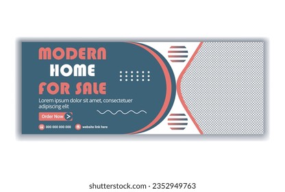 Home for sale advertising social media banner template