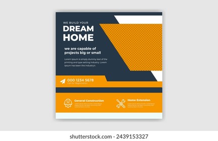 Home sale banner. Real estate social media post design. Marketing social media banner design. Instagram post template