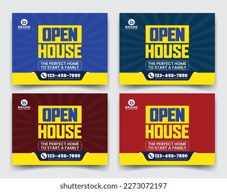 Home sale business real estate company ads, yard sign, signage design vector template for outdoor advertising multiple color version