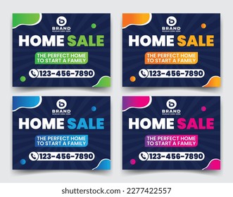 Home sale business real estate company ads, yard sign, signage design for outdoor advertising multiple gradient color version vector template