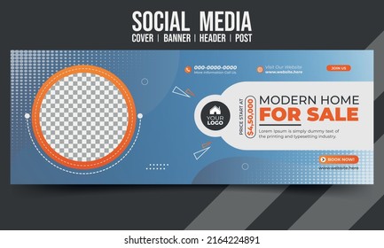 Home for sale business social media cover banner header post design vector template