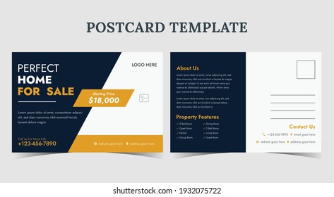 Home for sale postcard, real estate Postcard template