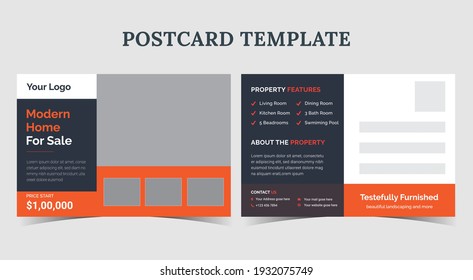 Home for sale postcard, real estate Postcard template