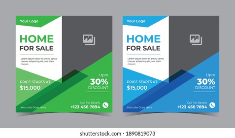 Home for sale poster, real estate social media post and flyer