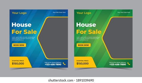 Home for sale poster, real estate social media post and flyer