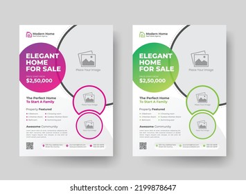 Home for sale real estate business flyer and cover page template