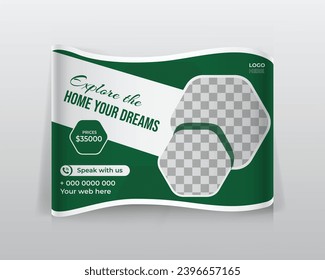 Home for sale real estate curved tension pop up display design