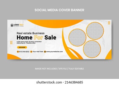 Home for sale real estate facebook cover and web banner template for real estate business, Real estate web banner and social media facebook cover template