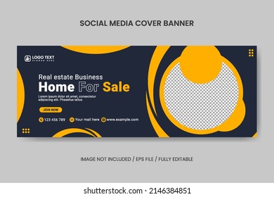 Home for sale real estate facebook cover and web banner template for real estate business, Real estate web banner and social media facebook cover template