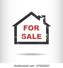 Home For Sale Real Estate Sign logo design Vector illustration , grunge textures vintage rubber stamp