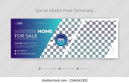 Home For Sale Real Estate Social Media Post Template And Web Banner Cover Page Design For Realtor Business