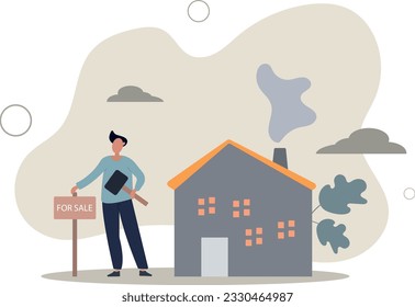 Home for sale, selling house moving to new home conceptflat vector illustration.