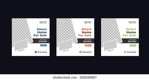 Home sale social media advertising posts digital marketing vector, Unique modern square template social media layouts & social media web banners post design, Instagram post template design