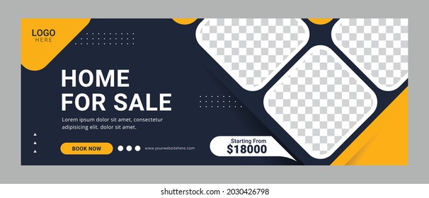 Home for sale social media cover template banner for advertisement