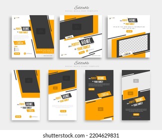 home sale social media post and story template vector design