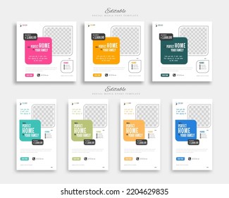 home sale social media post and story template vector design