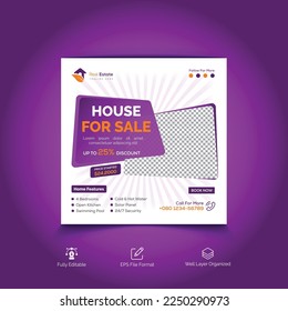 Home for sale social media post design template