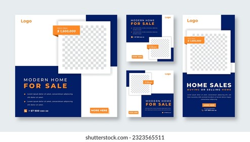 Home Sale Social Media Post for Online Marketing Promotion Banner, Story and Web Internet Ads Flyer