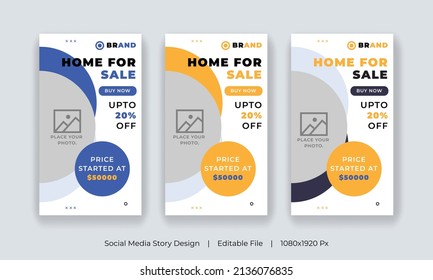 Home For Sale Social Media Story Template. Real Estate Editable Instagram Story Post Design.