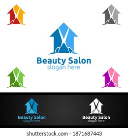Home Salon Fashion Logo for Beauty Hairstylist, Cosmetics, or Boutique