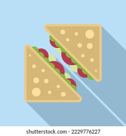 Home sandwich icon flat vector. Lunch food. Healthy dinner