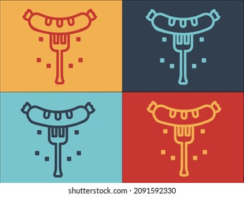Home Sausage Fork Logo Template, Simple Flat Icon of fork,sausage,food